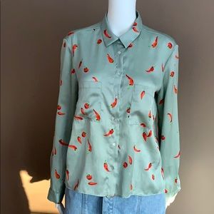 Zara Red and green Jalapeño blouse size large
